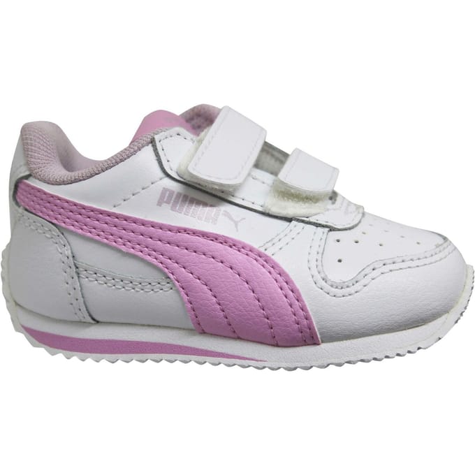 Puma Fieldsprint Leather Hook & Loop Kids White Low Toddlers Trainers 354597 52