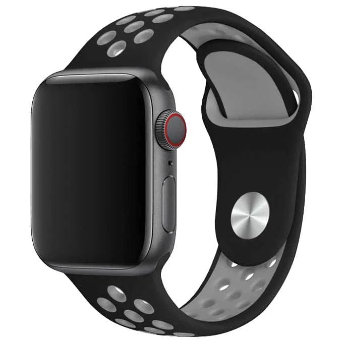 2+2 | Apple Watch Bandje Stryde - Dubbel - Siliconen - Zwart Grijs