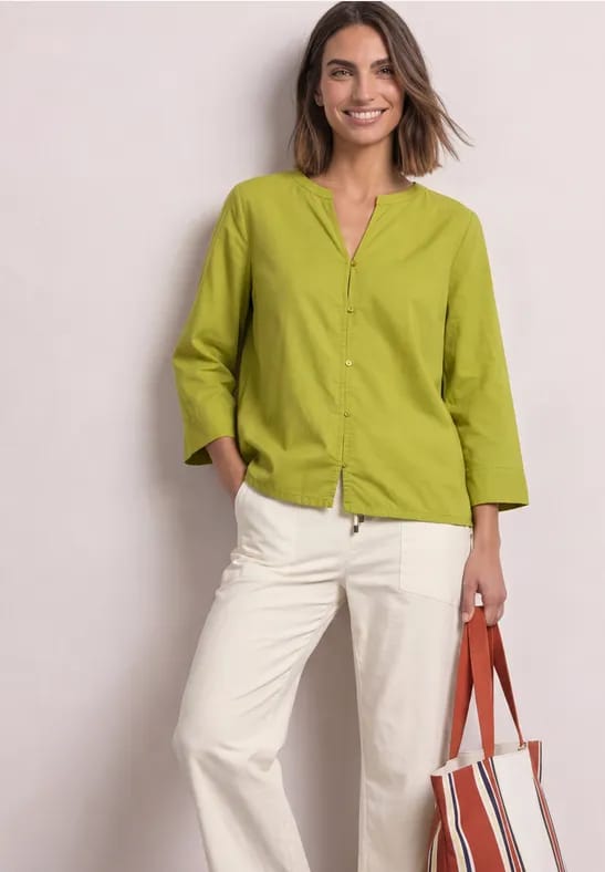 Blouse met 3/4-mouwen en split in de hals