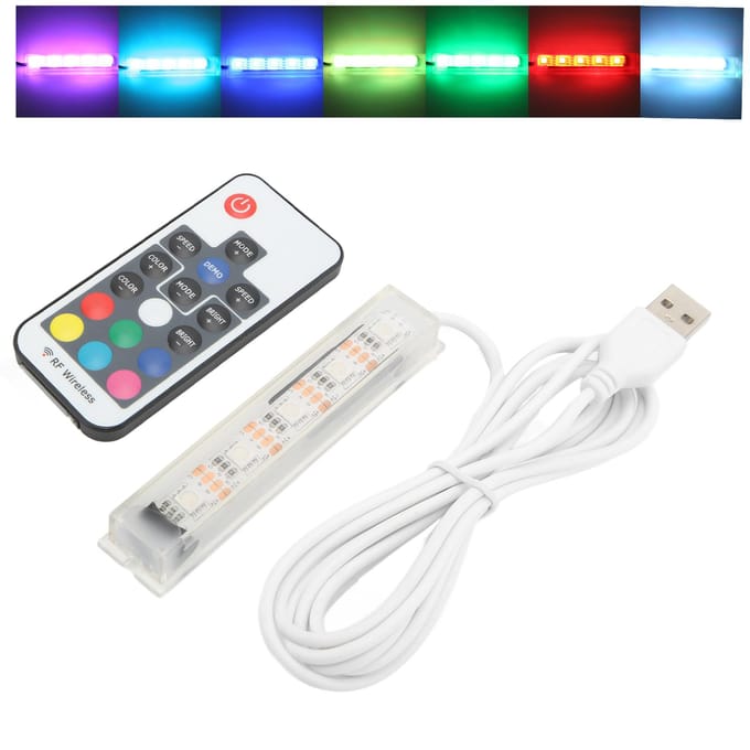 Micro Aquarium Lamp USB-voeding Afstandsbediening Kleurrijke Vissenkom LED Lamp voor Landschap Witte Draad white