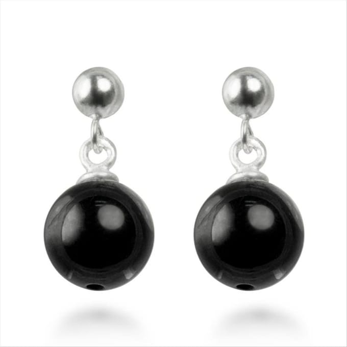 Luxenter oorbellen, metaallegering en gerhodineerd onyx coleki