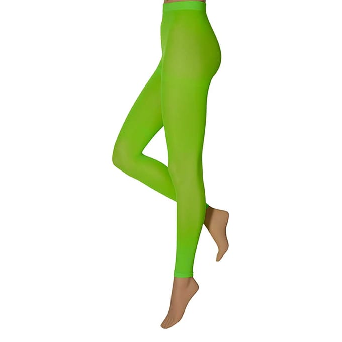Apollo - Dames party legging - 60 denier - Fluor groen - Maat S/M - Neon Legging - Gekleurde legging - Legging carnaval
