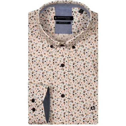 Giordano Overhemd Ivy Linnen Look Allover Mini Flowers Oranje-Multi / male