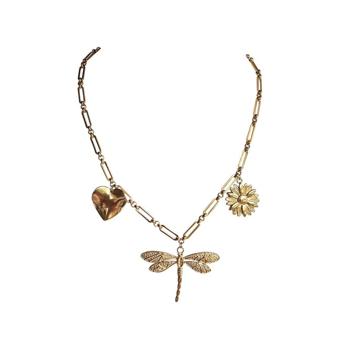 FlowJewels - bedelketting - stainless steel - goud