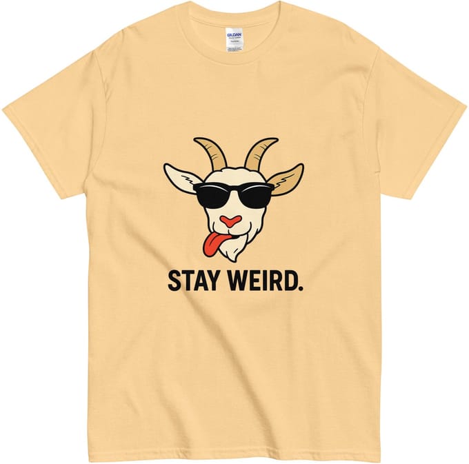 Stay Weird T Shirt Dames Heren - Grappig Geit Design - Katoen - Soft Geel - M