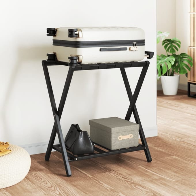 vidaXL - Bagagerek - 68x38x58 - cm - bamboe - zwart
