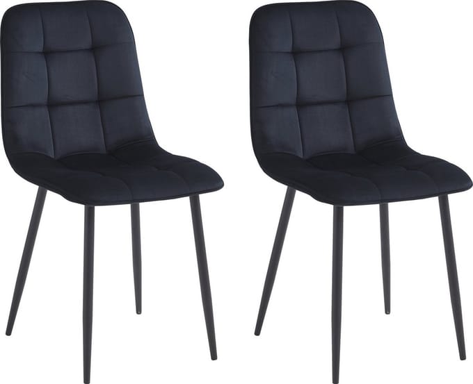 Colenis - Ela Eetkamerstoel - Set Van 2 - Zwart - Velvet - Design