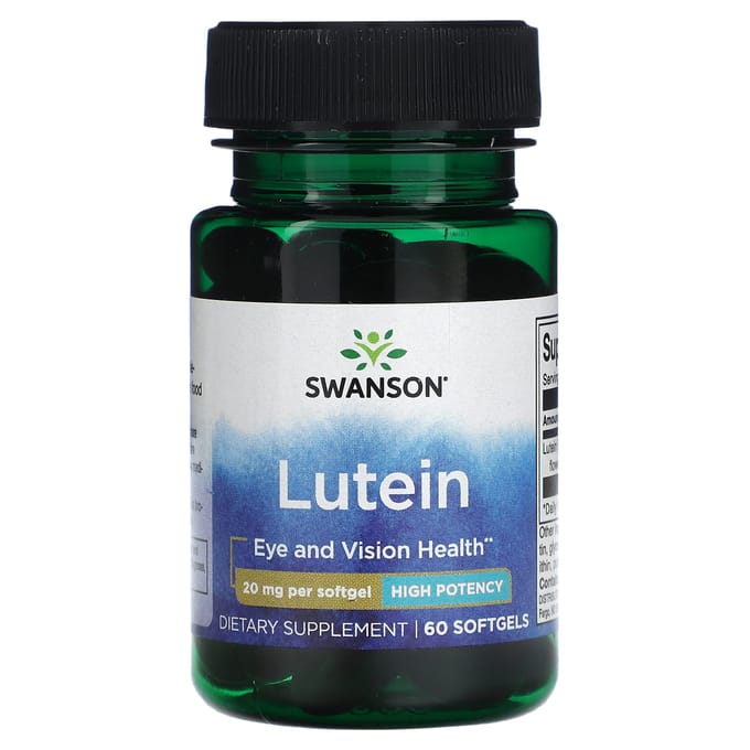 Lutéine, Haute Puissance, 20 mg, 60 Gélules Molles