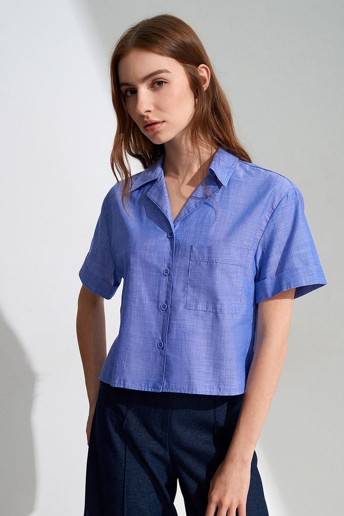 Katoenen Poplin Cropshirt voor Dames