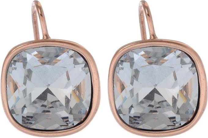 Behave - Oorhangers vierkant met kristalsteen - Minimal chic