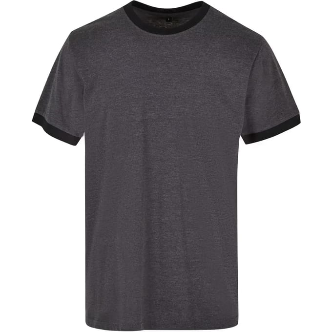 Build your Brand Men´s Ringer Tee BYBB022 - CHARCOAL/BLACK - 3XL