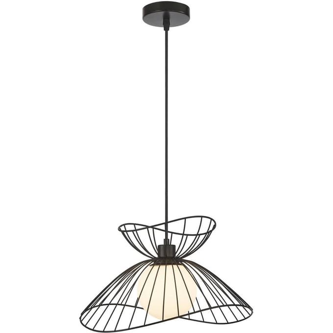 Viokef Hanglamp Belinda met glazen kap, zwart