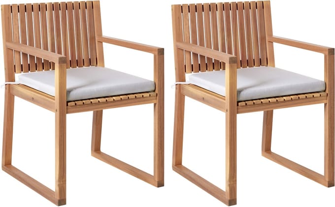 SASSARI PREMIUM - Tuinstoel set van 2 - Bruin/Lichtgrijs - Acaciahout