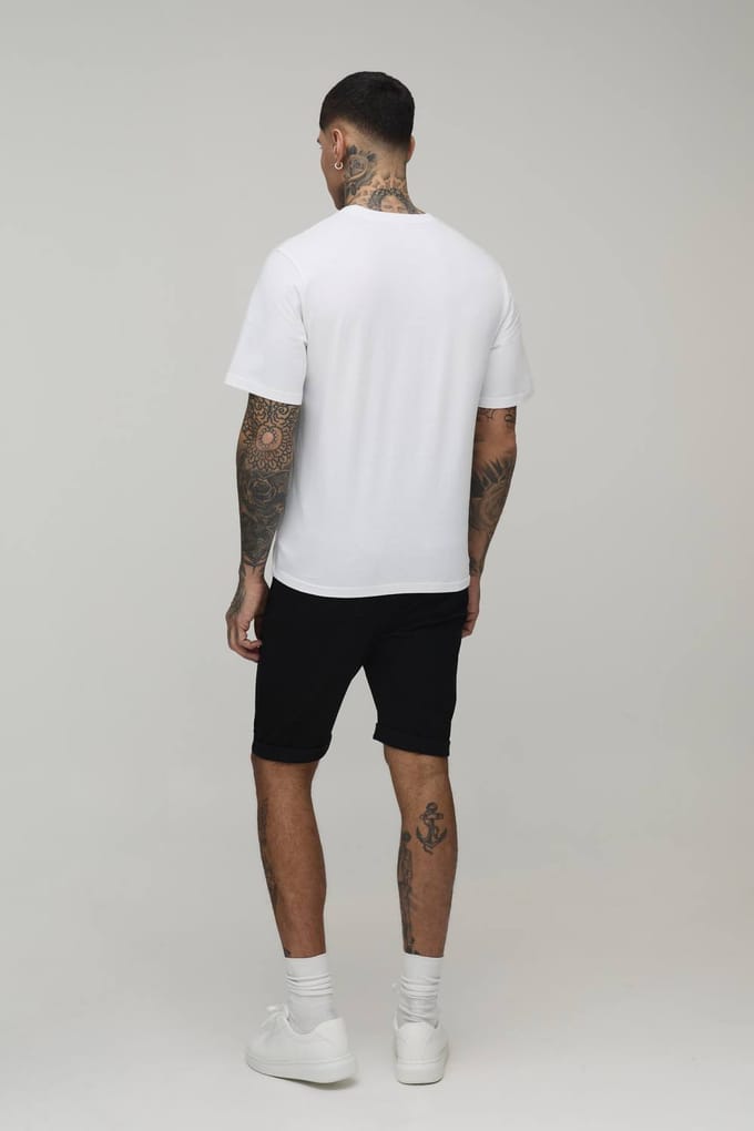 Tall Essential Skinny Stretch Fit Denim Shorts | Black | Size 48