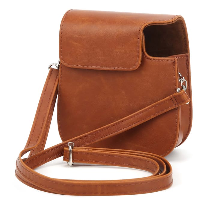 PU Camera Opbergtas Vintage Sling Shell Tas voor Fujifilm Instax Mini 11 9 8 Camera brown