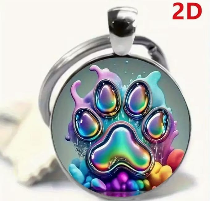 Schattige kat sleutelhanger met kleurrijke "Clawprint"
