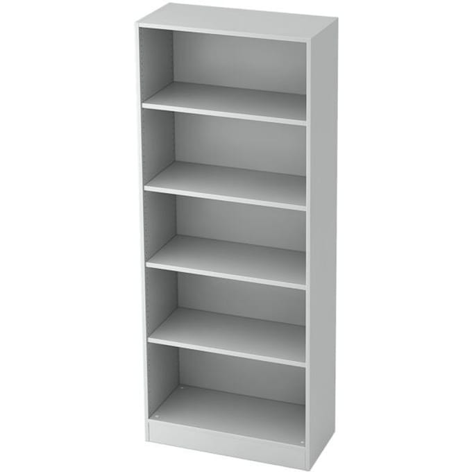 TARVIS boekenkast, B 800 x T 400 x H 2004 mm, 5 OH, lichtgrijs