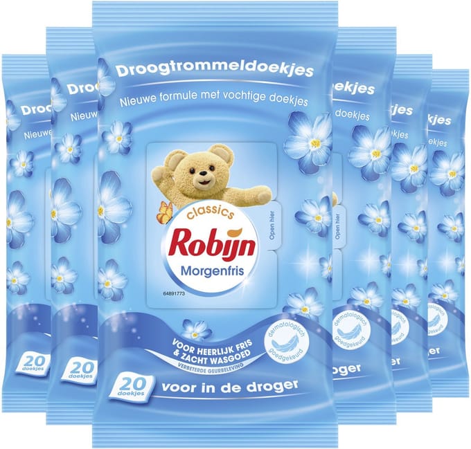 Robijn Morgenfris Droogtrommeldoekjes 6 x 20st