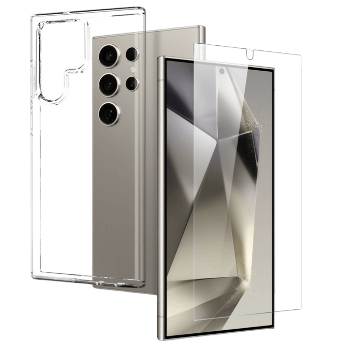 Northjo Samsung Galaxy S24 Ultra Hoesje en Screenprotector Transparant
