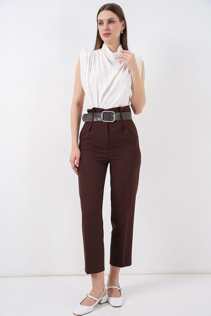 Enkelhoge Rechte Broek met Strik