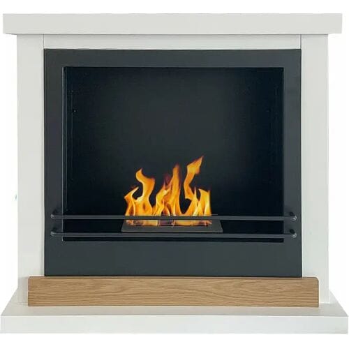 Cheminée au bioéthanol Stockholm cheminée bio au sol en bois blanc L75xP24xH68 cm