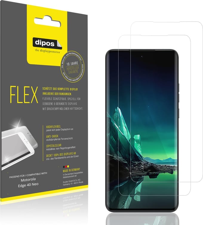 dipos – 2x Beschermfolie geschikt voor Motorola Edge 40 Neo | 3D Full Cover Screenprotector | 100% Passend