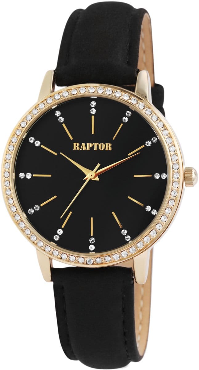 Raptor dameshorloge echt leer Brilliance, goudkleurig, 3 ATM