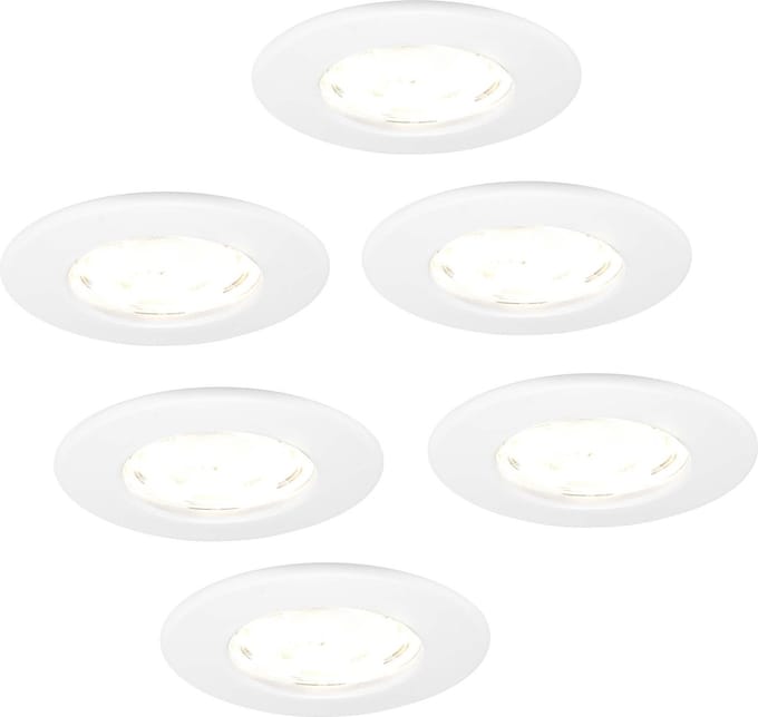 Ledvion - 6X LED Inbouwspot - Dimbaar - 5W - 2700K - Ø84mm - IP65 - Wit