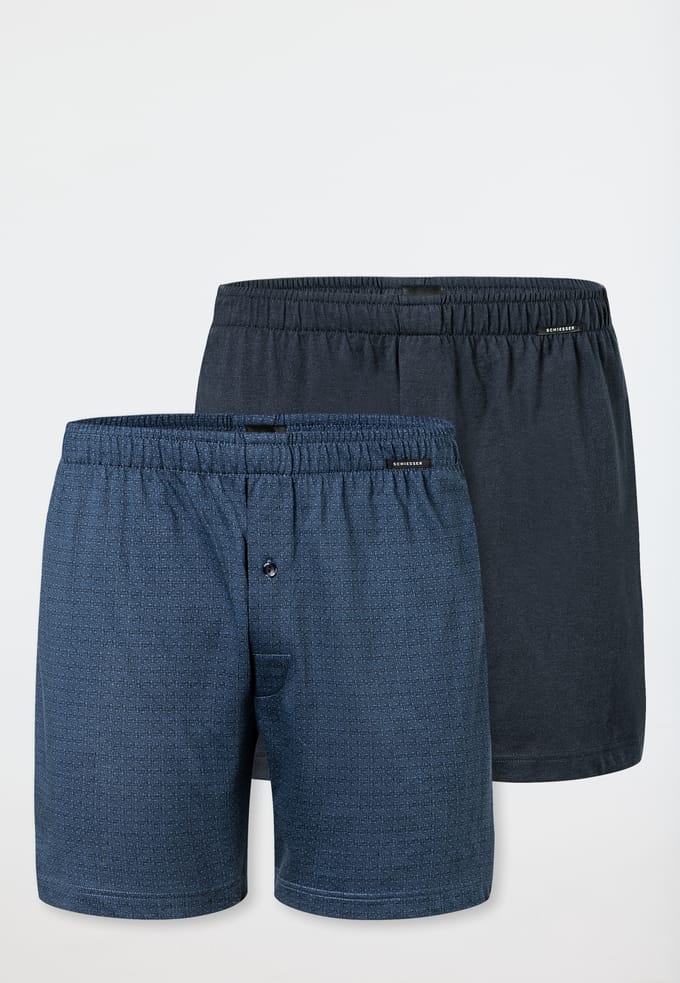 Boxershorts, set van 2, jersey, effen en met patroon - Boxershorts multipack 14