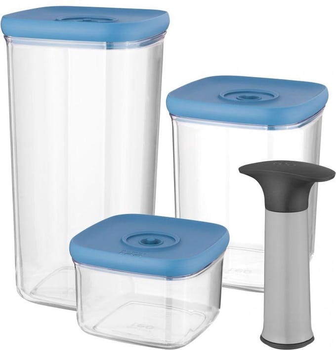 LEO Vacuümvoorraaddozen, vierdelige set - Blauw -