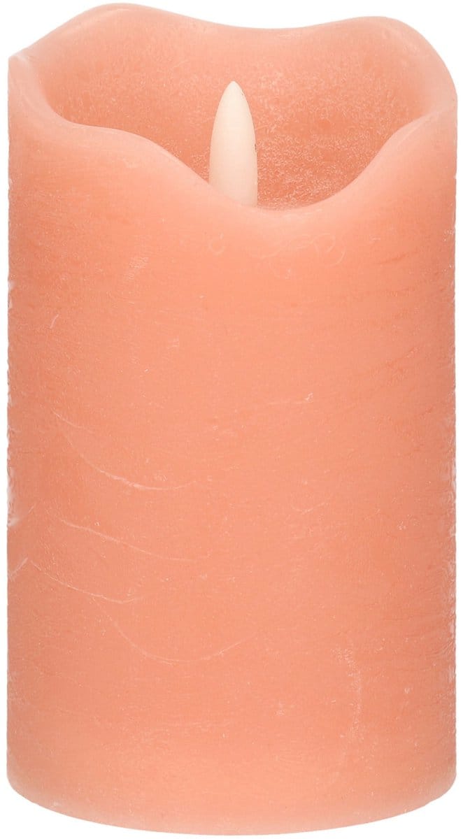 Stern Fabrik LED kaars/stompkaars - roze - D7,5 x H12,5 cm - timer - 3D vlam