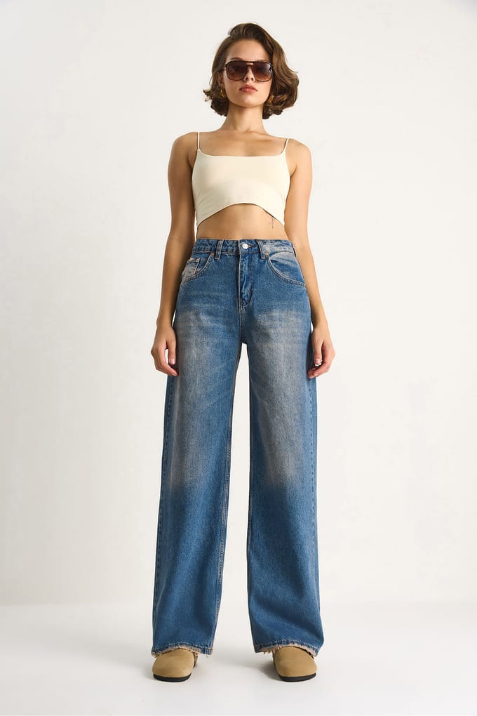 High Waist Wijde Spijkerbroek