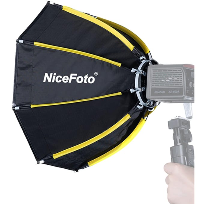 NiceFoto mini-50g 50cm/ 20in Mini Octagonale Softbox met Verwijderbare Diffuser Doek Honingraatrooster zwart
