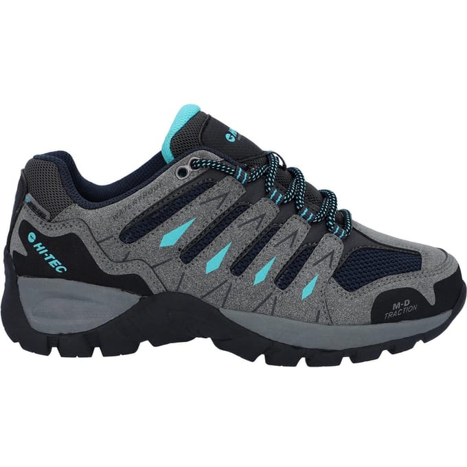 Hi-Tec Corzo Low Pu Suède Wandelschoenen Voor Dames In Cool Grey/Navy Blue/Curacao