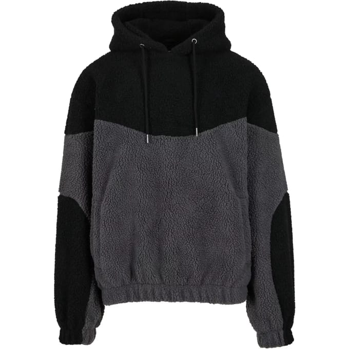 Urban Classics - Weavy Colorblock Teddy Hoodie/trui - M - Grijs/Zwart
