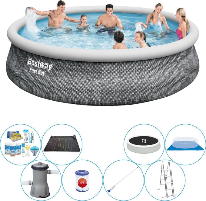 Fast Set Rattan Rond 457x107 cm - Zwembad Combinatie Deal