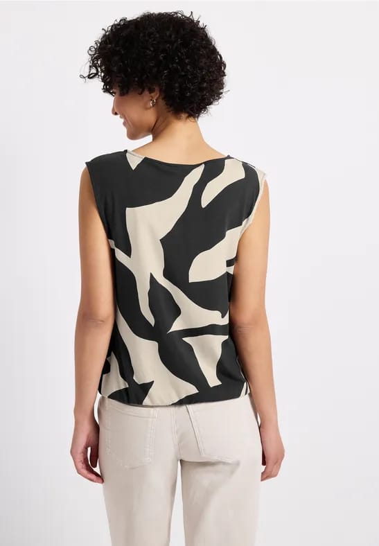 Top in structuurmix met print