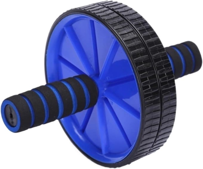 Buikrol wiel - Core trainer - Krachtige core training - Dubbele antislip wielen - 18 cm diameter - Blauw