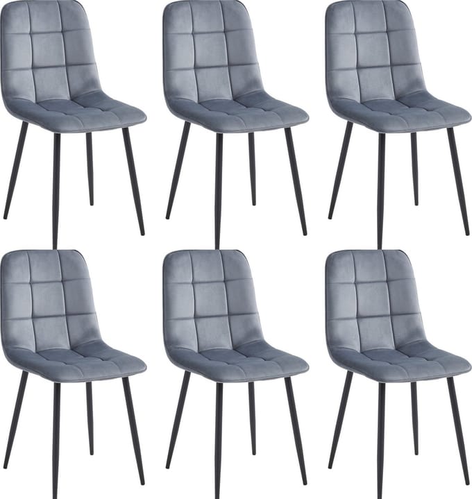 Colenis - Ela Eetkamerstoel - Set Van 6 - Grijs - Velvet - Design