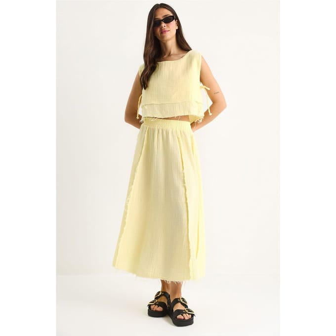Textuur Blouse & Rok Muslin Stof Twee-Delige Set