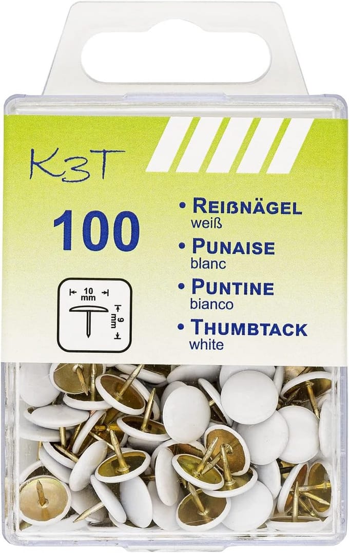 Punaises Wit - 100 Stuks, 10 mm, Praktische Bewaardoos
