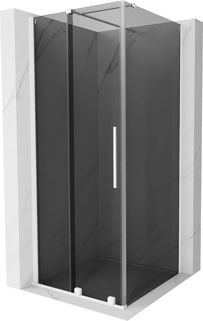 Mexen Velar schuifdouchecabine 90 x 90 , grafiet, wit - 871-090-090-41-20
