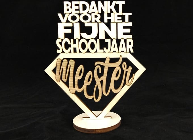 Tekstbordje op voetje - Bedankt voor het fijne schooljaar MEESTER