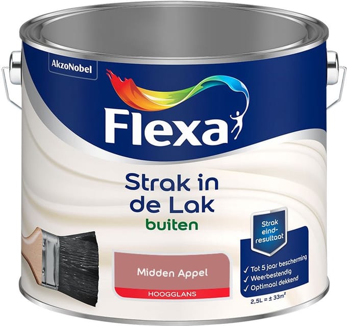 Flexa - Strak In De Lak Buitenlak Hoogglans - Midden Appel - Mengverf - 2,5 L
