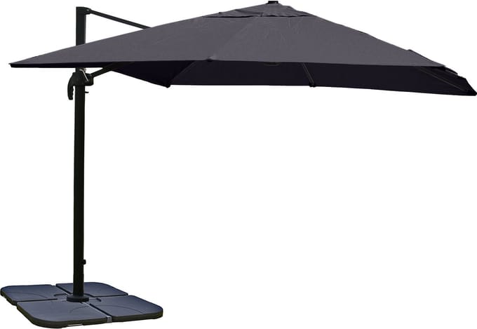 Zweefparasol MCW-A96, parasol, 3x3m (Ø4.24m) polyester/aluminium 23kg ~ antraciet met voet