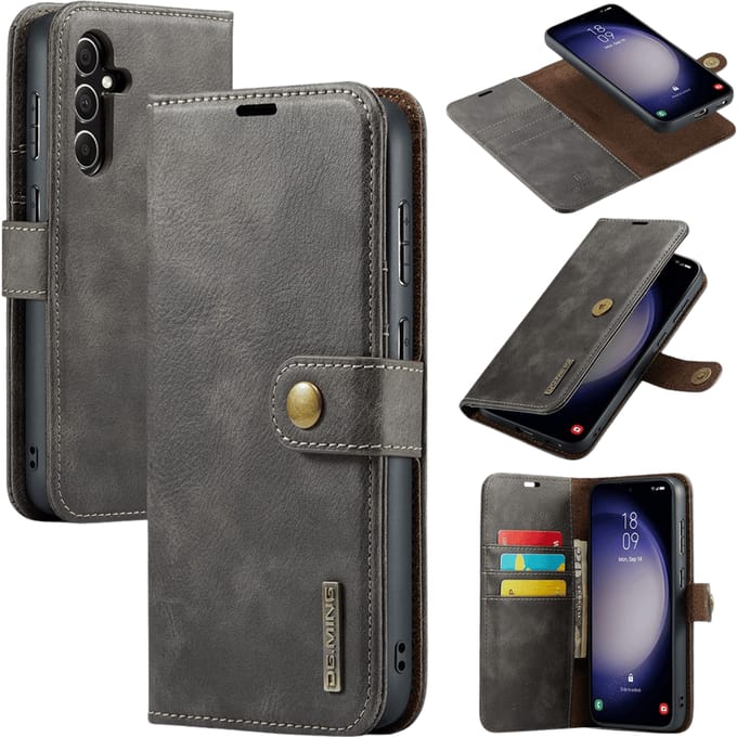 DG.MING Samsung Galaxy S25 Lederen 2-in-1 Wallet Hoesje Grijs