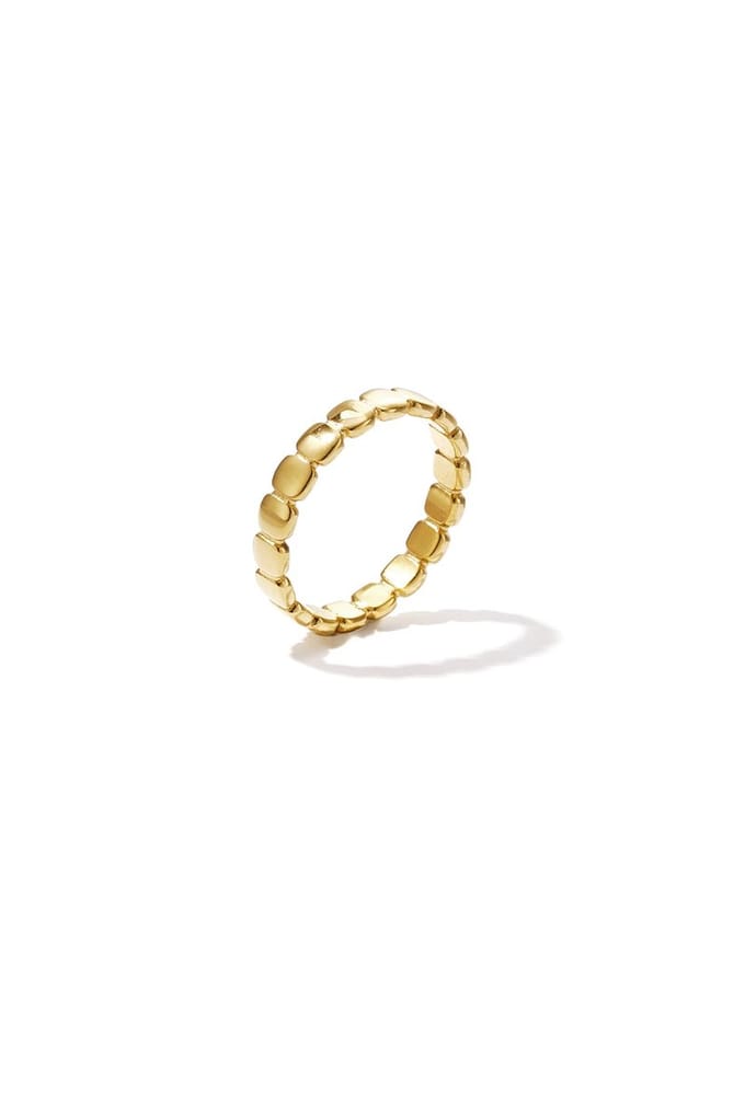 Ring vierkant patroon - Goudkleur - 16