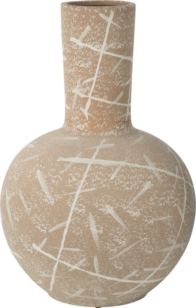 J-Line vaas Dune Bol - keramiek - beige/wit - Ø 34 cm