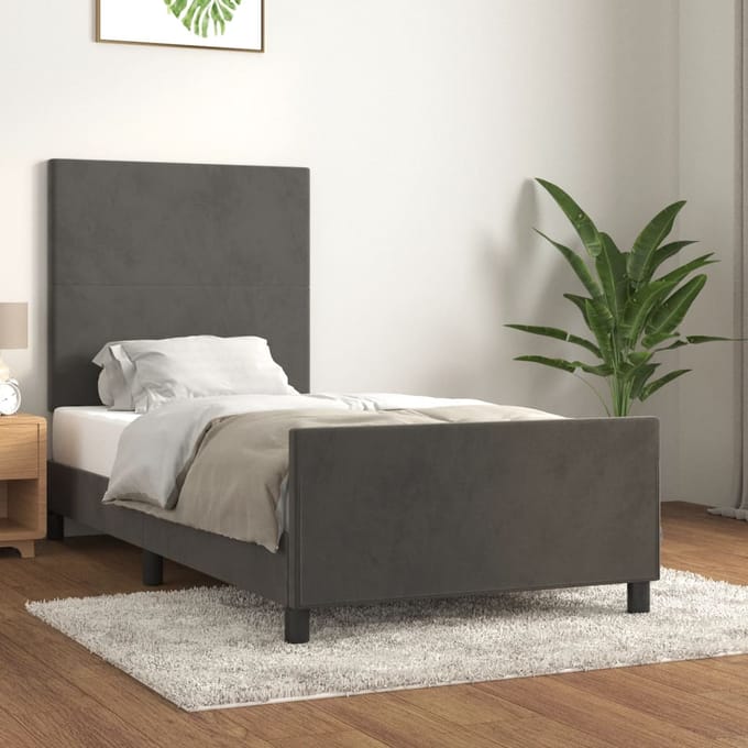 vidaXL - Bedframe - zonder - matras - 80x200 - cm - fluweel - donkergrijs
