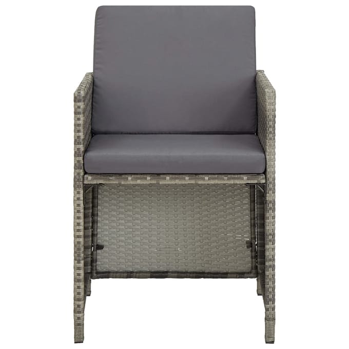 vidaXL - Tuinstoelen - 2 - st - met - kussens - poly - rattan - grijs